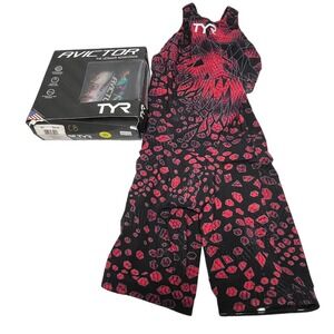 TYR Female Avictor Venom Closed Back‎ Tech Suit Swimsuit Size 20 RED/BLACK NEW